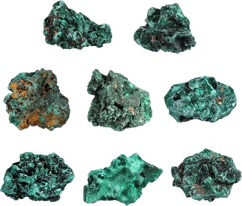 Sportmusies Natural Malachite Rough Mineral Stone Specimen Collection, Reiki Healing Crystal Cluster Decoration Home Office Meditation, 0.11-0.22 lb in Kuwait