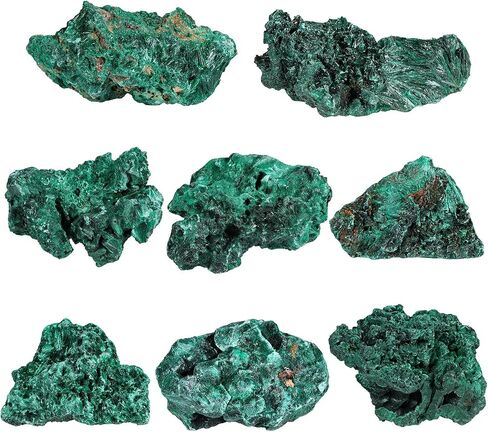 Sportmusies Natural Malachite Rough Mineral Stone Specimen Collection, Reiki Healing Crystal Cluster Decoration Home Office Meditation, 0.11-0.22 lb in Kuwait