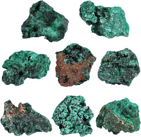 Sportmusies Natural Malachite Rough Mineral Stone Specimen Collection, Reiki Healing Crystal Cluster Decoration Home Office Meditation, 0.11-0.22 lb in Kuwait