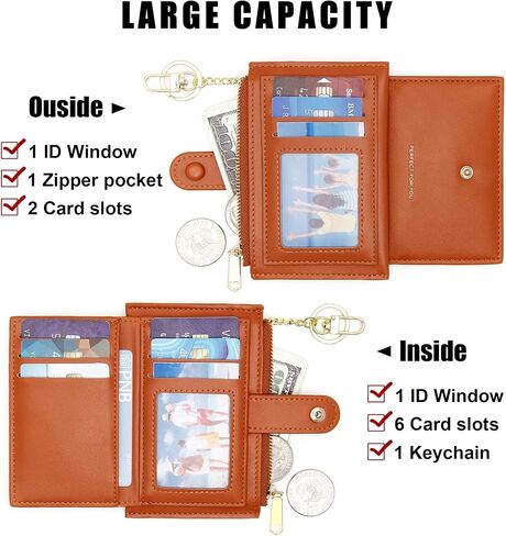 VOCUS Small Wallet for Women Bifold RFID Blocking Keychain Wallet Credit Card Holder with Zipper Coin Pocket & ID Window in Saudi Arabia