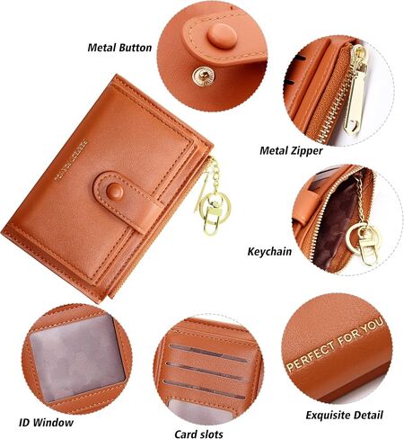 VOCUS Small Wallet for Women Bifold RFID Blocking Keychain Wallet Credit Card Holder with Zipper Coin Pocket & ID Window in Saudi Arabia