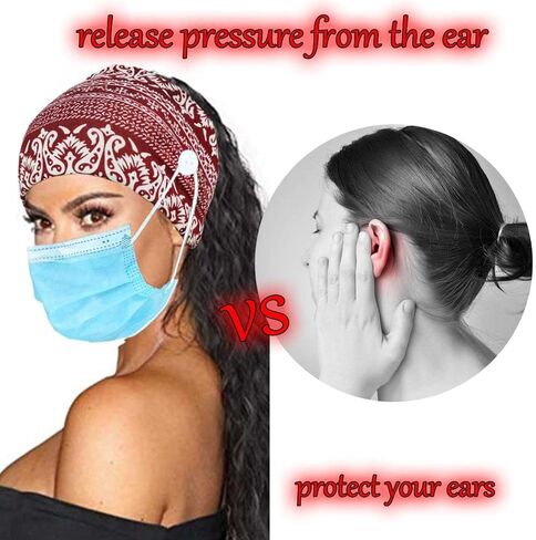 Boho Button Headband Women Wide Mask Hair Band Boho Elastic Sports Headwear Yoga Hair Band Workout Headwrap in Saudi Arabia