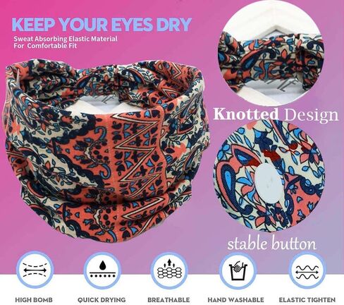 Boho Button Headband Women Wide Mask Hair Band Boho Elastic Sports Headwear Yoga Hair Band Workout Headwrap in Saudi Arabia
