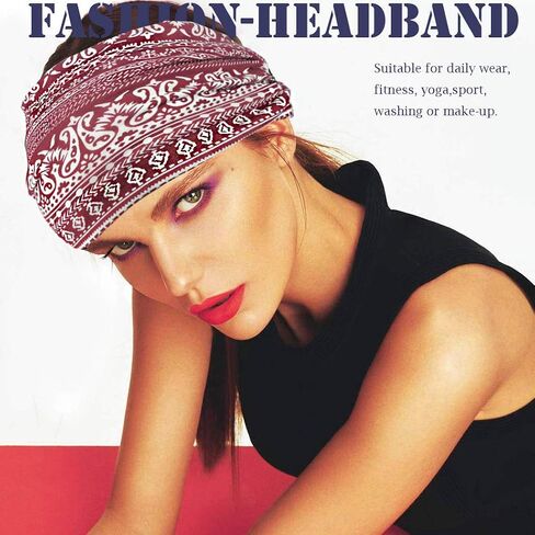 Boho Button Headband Women Wide Mask Hair Band Boho Elastic Sports Headwear Yoga Hair Band Workout Headwrap in Saudi Arabia
