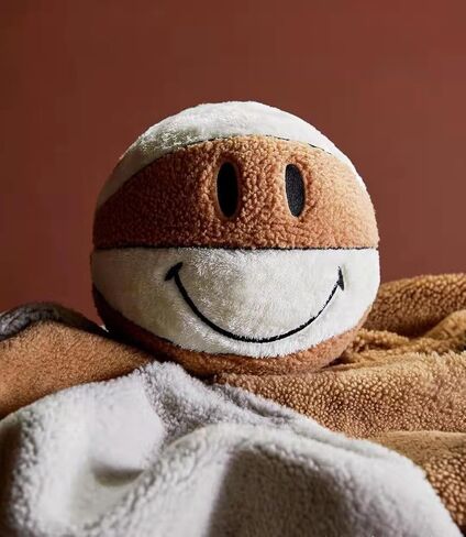 11.8 inch Simple Like-Smile Face Basketball Like-Smile Face Pillow Plush Gift Funny Expression Children's Room Decoration (Cashmere - White Coffee)…… in Saudi Arabia