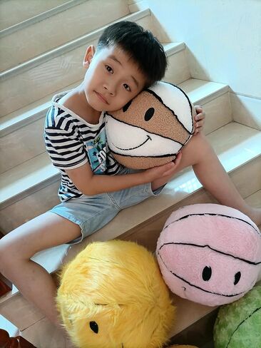 11.8 inch Simple Like-Smile Face Basketball Like-Smile Face Pillow Plush Gift Funny Expression Children's Room Decoration (Cashmere - White Coffee)…… in Saudi Arabia