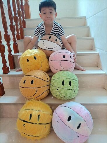 11.8 inch Simple Like-Smile Face Basketball Like-Smile Face Pillow Plush Gift Funny Expression Children's Room Decoration (Cashmere - White Coffee)…… in Saudi Arabia