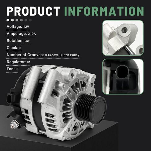 373002E200 Alternator Fits for Hyundai Elantra/Elantra GT/Elantra Coupe |Fit for Kia Soul/Forte/Forte5/Forte Koup, 2011-2018#12V/90A Clockwise, 6-Groove Clutch Pulley in Kuwait
