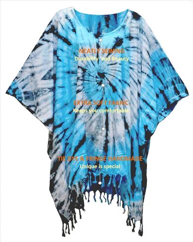 ATM Tie Dye Poncho Caftan Kaftan Blouse Tops Cover Up Real Handmade Plus Size in Saudi Arabia