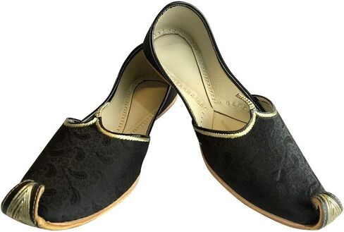 Men's Gold Khussa Shoes Punjabi Jutti Indian Ethnic Mojari Tribal Bridal Shoes in Kuwait