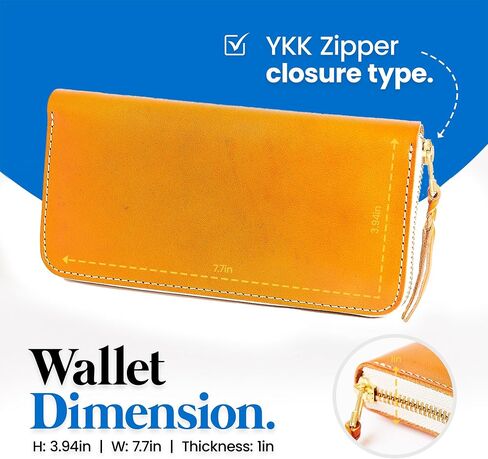 Tochigi Men's Long Leather Zippered Wallet Cowhide Large Capacity Card Holder Made by a Top Leather Craftsman Bills Will Not Fold Genuine Leather Large Wallet Easy-to-Use Wallet (Blue) in Saudi Arabia
