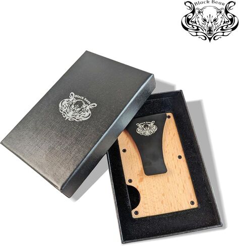 Black Bear Minimalist Wallet for Men - Slim RFID Wallet - Scratch Resistant - Credit Card Holder & Money Clip - Front Pocket RFID Blocking Minimalist Wallet - Blue Resin & Wood in Saudi Arabia