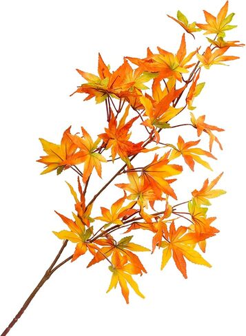 2 حزمة أوراق القيقب الاصطناعي أوراق الخريف فروع أوراق الخريف مع الجذعية للمنزل المطبخ عيد الشكر الخريف عيد الميلاد مهرجان داخلي في الهواء الطلق ديكور المنزل (برتقالي) in Kuwait
