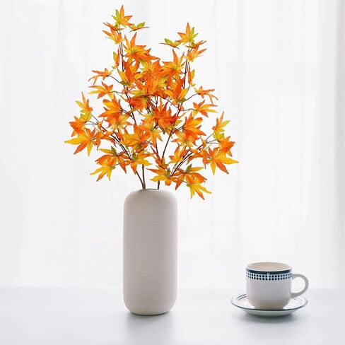 2 حزمة أوراق القيقب الاصطناعي أوراق الخريف فروع أوراق الخريف مع الجذعية للمنزل المطبخ عيد الشكر الخريف عيد الميلاد مهرجان داخلي في الهواء الطلق ديكور المنزل (برتقالي) in Kuwait