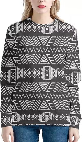 AmzPrint African Sweatshirt For Women Plus Size Casual Long Sleeve Round Neck Blouses Sweatshirts Tops in Kuwait