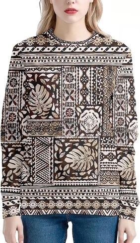 AmzPrint African Sweatshirt For Women Plus Size Casual Long Sleeve Round Neck Blouses Sweatshirts Tops in Kuwait