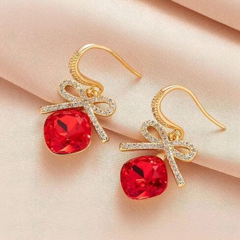 كريستال نمساوي Bowknot قطع الوسادة مربع قطرة استرخى أقراط للنساء موضة 14K مطلية بالذهب مجوهرات مضادة للحساسية in Kuwait