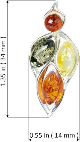 HolidayGiftShops Amber Jewelry for Women - Sterling Silver and Baltic Multicolored Amber Earrings, Amber Bracelet, Amber Pendant Necklace April - Sterling Silver Jewelry Collection in Kuwait
