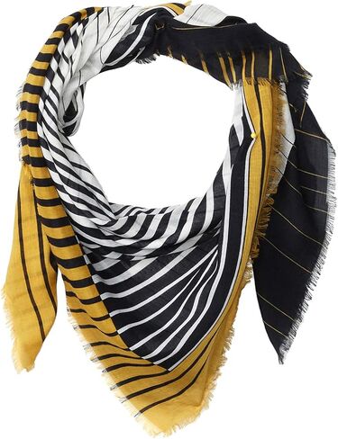Calvin Klein Women's Linear Abstract CK Logo Modal and Silk Square Scarf, Black, 1 in Kuwait