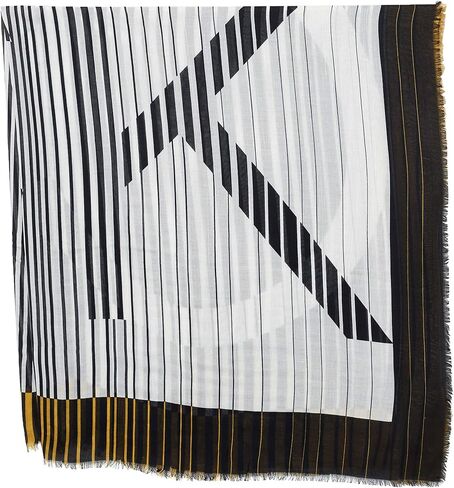 Calvin Klein Women's Linear Abstract CK Logo Modal and Silk Square Scarf, Black, 1 in Kuwait