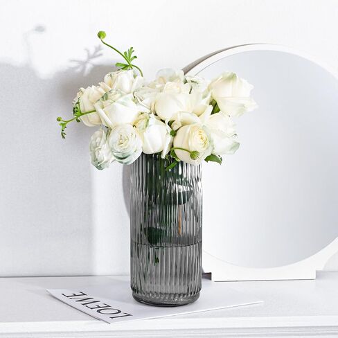 Flower Vase 7.6 Inch Green Thickened Glass Vase for Lego Flowers,Bookshelf,Dinner Table,Office Desktop,Meeting Room,Bathroom,Countertop,Home Christmas Day Decoration in Saudi Arabia