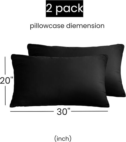 Mohap Zipper Pillowcase 4 Pieces Brushed Microfiber 1800 Hotel Quality Super Soft Pillow Cover No Shrinkage No Fade Pillow Protectors - Black, Queen in Kuwait