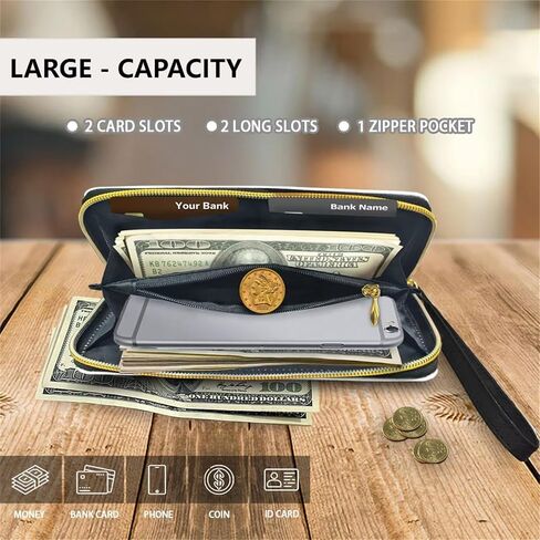 Oil Painting Lemons Large Capacity Wristlet Wallet for Women Vintage Fruits Lemon Flowers Long Zipper Around Credit Card Holder, Countryside Style Leather Billfold Clutch in Saudi Arabia