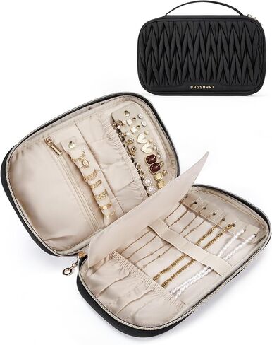 BAGSMART Travel Jewelry Case Jewelry Organizers and Storage Earings Holder Organizer for Women Necklace Holder Jewelry Rolls for Necklaces, Earrings, Bracelets-Purple in Kuwait