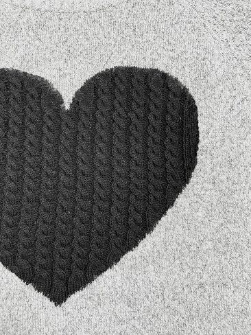 YEMAK Women's Knit Sweater Pullover – Long Sleeve Crewneck Cute Heart Star Cable Pattern Casual Soft Knitted Top T Shirts in Saudi Arabia