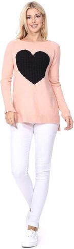 YEMAK Women's Knit Sweater Pullover – Long Sleeve Crewneck Cute Heart Star Cable Pattern Casual Soft Knitted Top T Shirts in Saudi Arabia