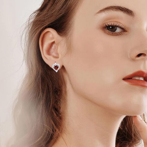 Dreamboat 12 Birthstone Heart Small Hoop Earrings 925 Sterling Silver Cubic Zirconia Heart Huggie Earrings Valentine's Day Birthday Wedding Jewelry Gifts for Women in Saudi Arabia
