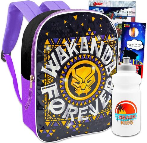 حقيبة ظهر Marvel Wakanda Forever للأولاد - حزمة مع حقيبة ظهر Black Panther مقاس 15 بوصة بالإضافة إلى زجاجة مياه، وحزمة ممتعة، والمزيد | حقيبة مدرسية Wakanda Forever للأطفال in Saudi Arabia