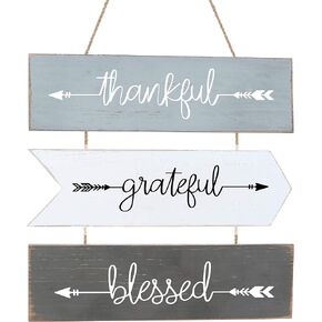 Hanging Wall Sign 3-Set | Rustic Wall Decor, Welcome Sign Wall Art | Farmhouse Home Living Room Kitchen Decorations | House Warming Presents for Couple (Blue Heather)