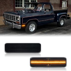 LED Side Marker Lamp Replacement for W100 1981-1989, W150/ W250/ W350/ D150/ D250/ D350/ Ramcharger 1981-1993, Front Smoked Lens Side Parking Position Lights Kit Replace OE 3587436, CH2550101