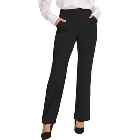 VIMPEP Women’s Soft Feeling Straight Yoga Pants Pull On Tuck Line Stretchy Dress Pants for Business Casual Petite/Regular 106