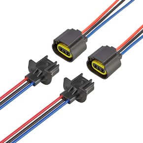 RED WOLF 9008 H13 Headlights Wiring Harness Socket Male & Female Adapter Connector for H13LL Lamps Bulbs Replace Headlamp Fog Light for Truck Pickup LED Wire Cable Plug 2 Pair