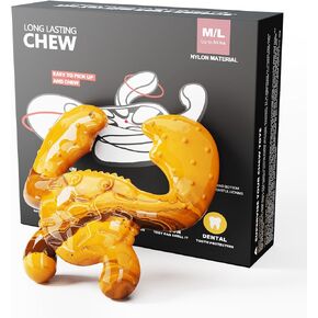 Dog Toys for Aggressive Chewers - Indestructible Dog Toy,Dog Chew Toys,Puppy Teething Toy,Tough Durable Dog Toys for Medium/Large Breed,Nylon Dog Bones to Keep Them Busy,Puppy Essentials,Bacon,Yellow