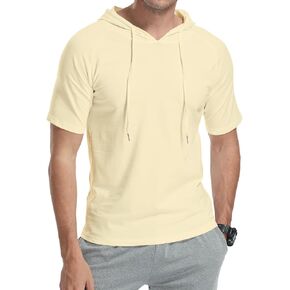 KUYIGO Mens Short Sleeve Hoodies T-Shirts Fashion Sweatshirts Athletic Solid Lightweight Pullover