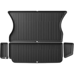 LUCKEASY 4pcs Cargo Liner Mat Compatible with 2022-2024 Tesla Model X Only 5 Seater Tesla Cargo Liners Rear Trunk Pads Trunk Liner Anti-Friction All Weather TPE Black
