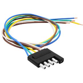 5 Way Flat Trailer Wiring Harness Plug,22 inch 18AWG Extension Cable Connector Socket,5 Pin Male Connector Trailer Wiring for Car Trailer RV Truck Boat O-075