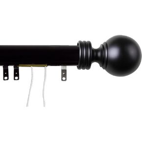 Rod Desyne Sophia Decorative Traverse Rod w/Sliders, 84-156 inch, Black