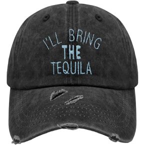 I'll Bring The Tequila Hat – Embroidered Distressed Baseball Cap, Beach Party Hat, Gifts for Mom and Dad, Golf Caps for Outdoor Activities