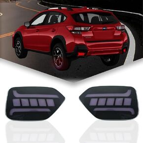 Red Lens LED DRL Rear Reflector Bumper Fog Light Brake Turn Signal Lamp Compatible With Subaru Outback XV CROSSTREK 2018 2019 2020 2021 2022 (Smoked)