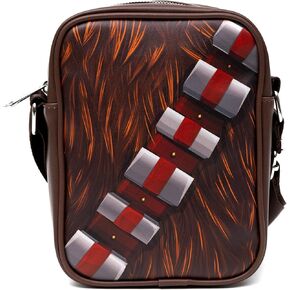 Star Wars Vegan Leather Crossbody Backpack for Men and Women with Adjustable Strap, Chewbacca Character Close Up, Brown