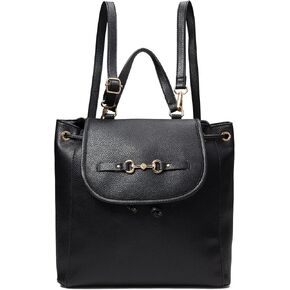 Anne Klein Flap Horsebit Backpack, Black