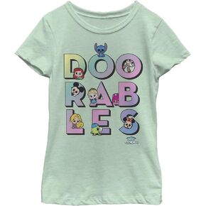 Disney Little Doorables Big Text Tiny Faces Girls Short Sleeve Tee Shirt