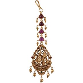 Tarinika Antique Gold Plated Vasudeva Maangtika with Peacock Design - Indian Mang Tika for Women and Girls - Perfect for Ethnic Occasions | Bollywood Maang Tikka | 1 Year Warranty*