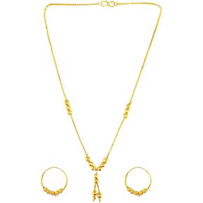 Efulgenz Gold Tone Indian Jewelry Sets for Women Dubai Style Necklace Set Indian Gold Tone Metal Beaded Necklace Hoop Earrings Indian Bridal Jewelry for Wedding Fashion Jewelry