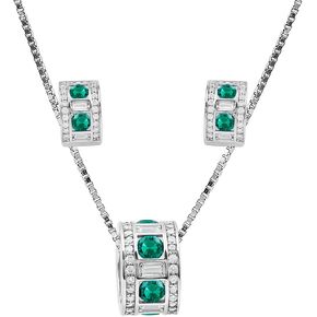 قام مختبر NW المعتمد بإنشاء مجموعة مجوهرات من الألماس والزمرد | طقم قلادة حلق الزمرد من الفضة المطلية بالذهب | جودة AAAA (جاهزة للهدايا) in Kuwait