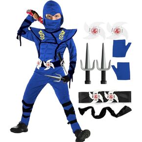 Kids Ninja Costume Set Boy Halloween Cosplay Costume Boy Ninja Muscle Costume With Ninja Foam Accessories